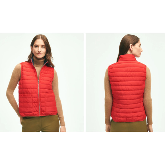Brooks Brothers Jackets & Blazers - Brooks Brothers Vest Women M Red Reversible Puffer Preppy cozy EVODown quilted